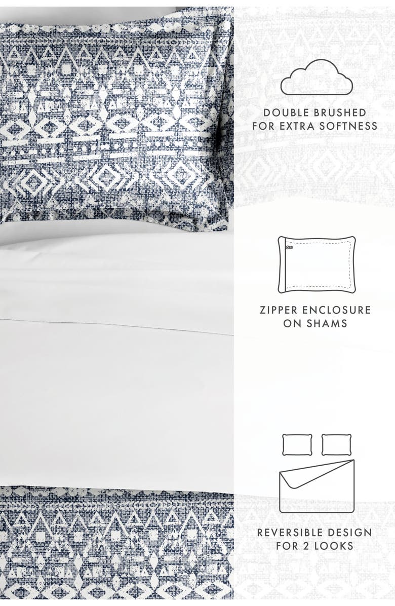 HOMESPUN Premium Ultra Soft Modern Rustic Pattern 3-Piece Reversible Duvet Cover Set, Alternate, color, Navy