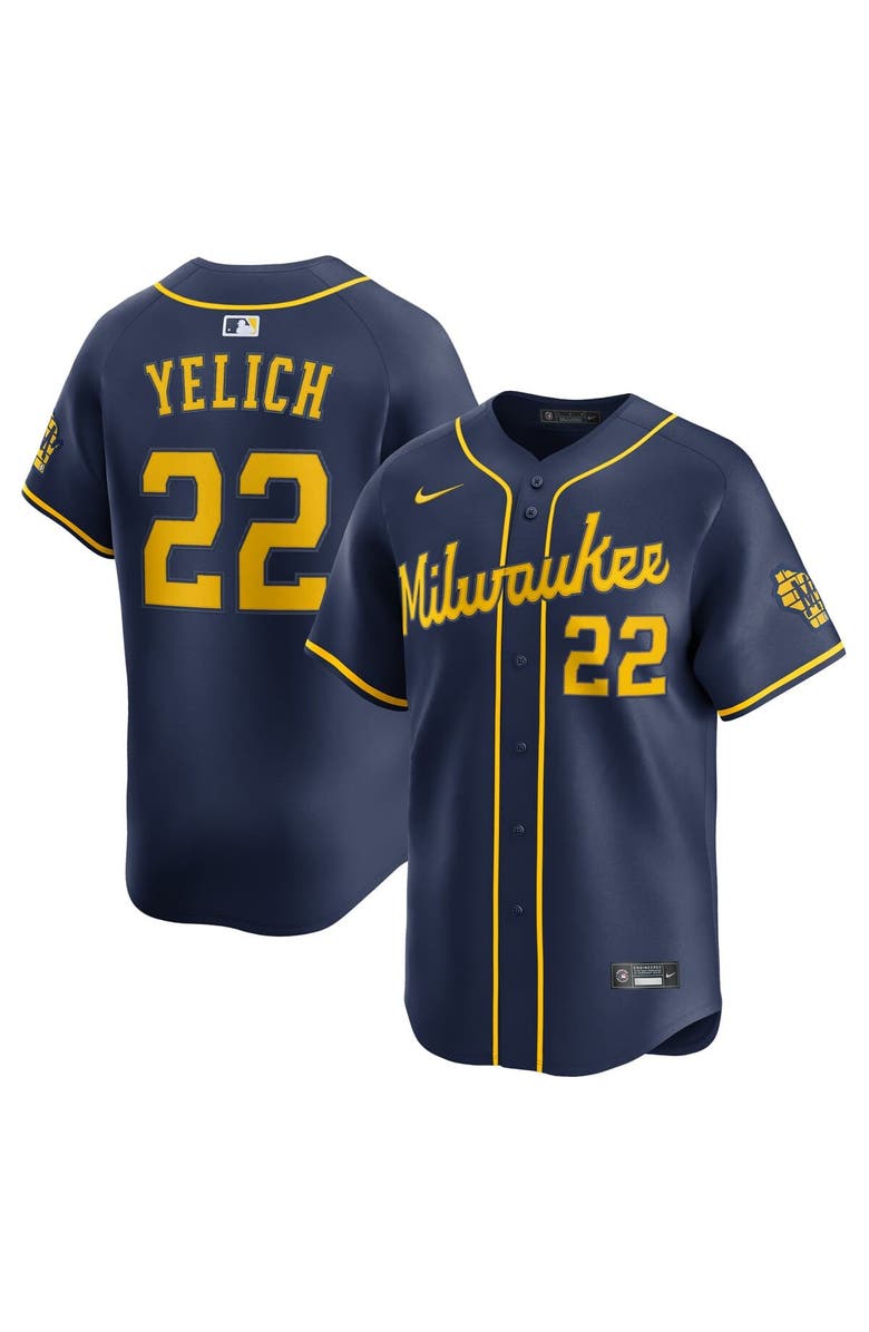 Nike Men's Nike Christian Yelich Navy Milwaukee Brewers Alternate Limited Jersey, Main, color, Navy