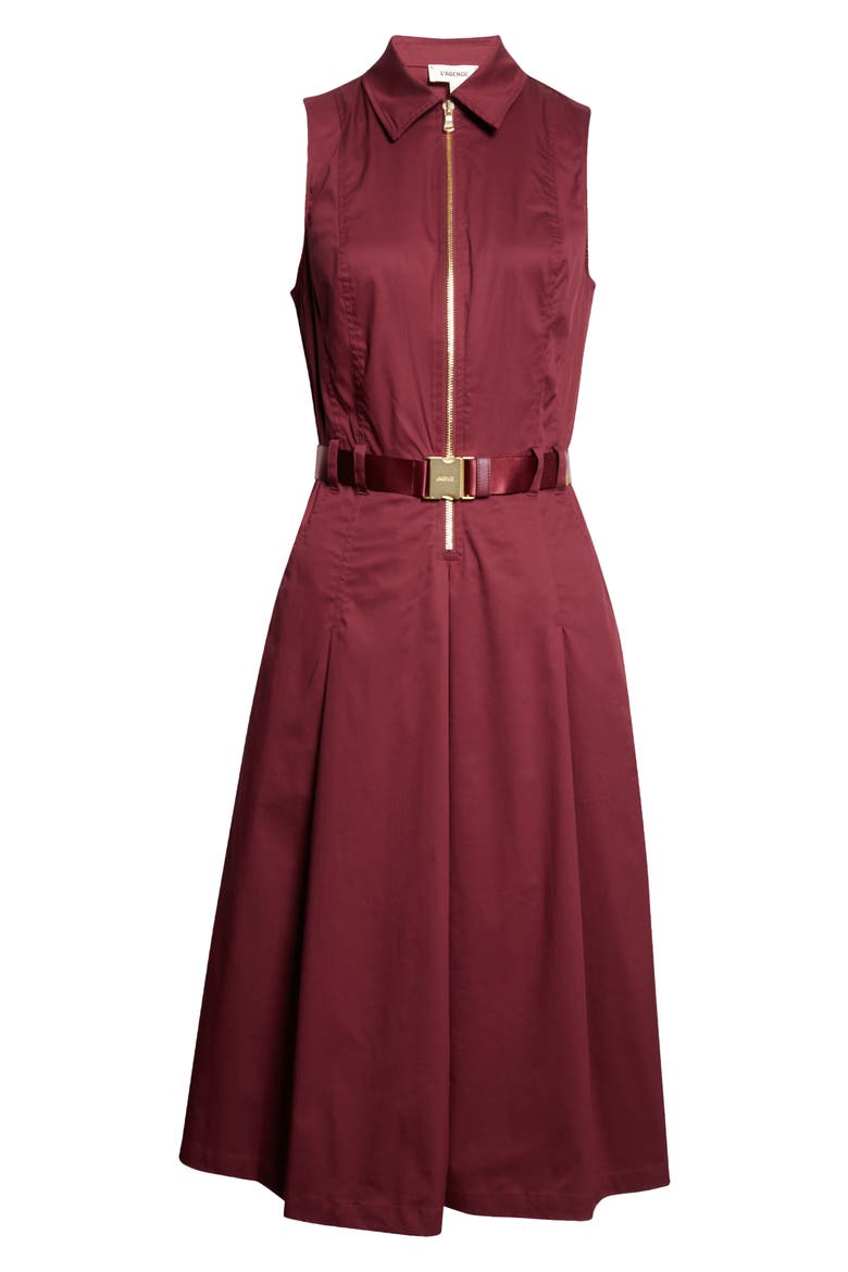 Kylo Belted Cotton Blend Shirtdress, Alternate, color, DARK PORT
