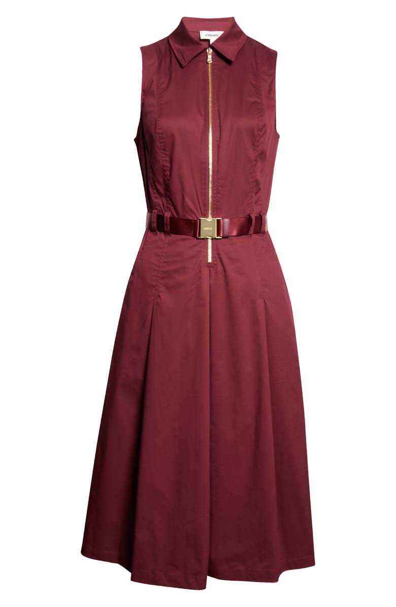 L'AGENCE Kylo Belted Cotton Blend Shirtdress, Alternate, color, Dark Port