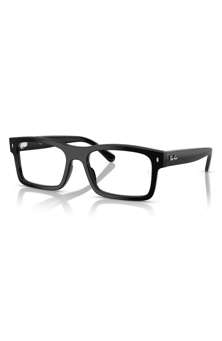 Ray-Ban 56mm Rectangular Optical Glasses, Alternate, color, Black