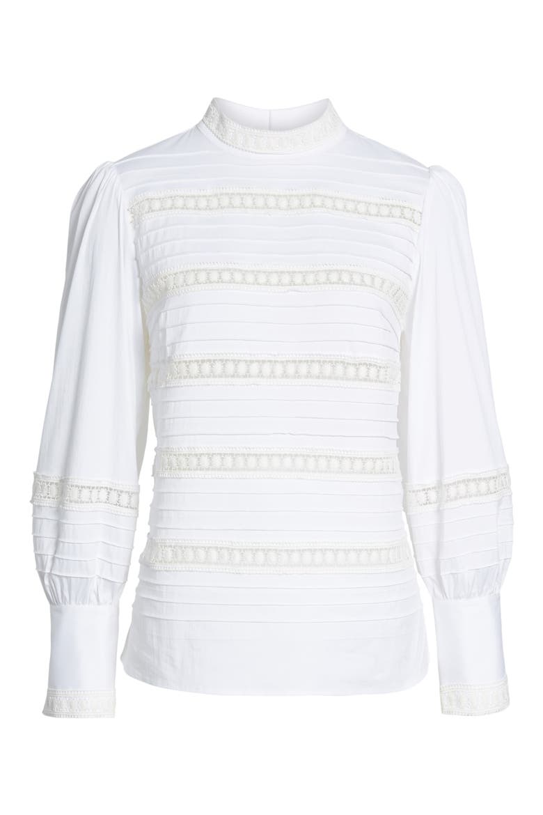 Lace Inset Cotton Blend Blouse, Alternate, color, WHITE