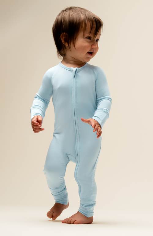 Kindred Bravely Zip Up Baby Pajamas In Blue