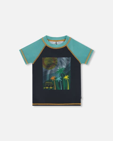 Baby Boy's Short Sleeve Rashguard With Print Black