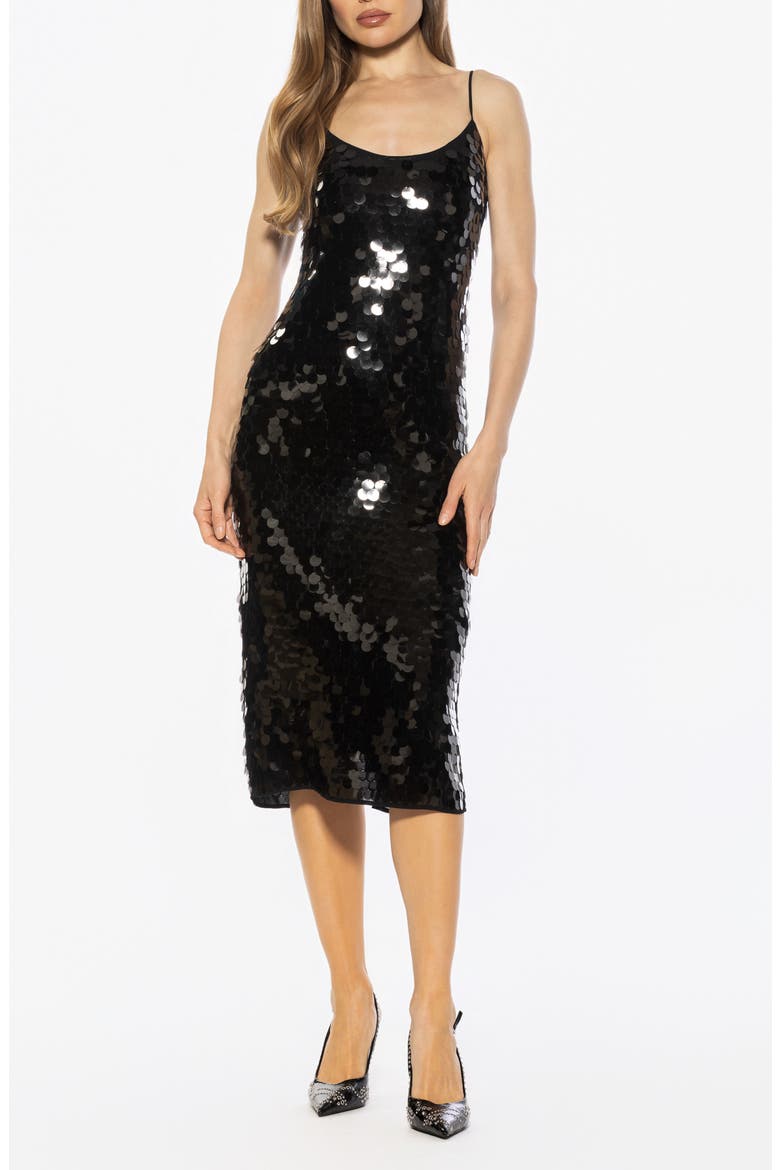 Reese Sequin Sleeveless Dress, Main, color, BLACK