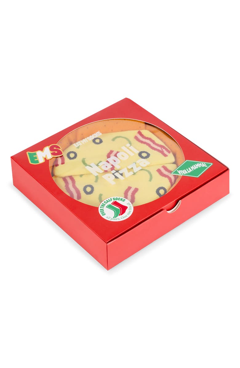 doiy 2-Pack Napoli Pizza Crew Socks, Alternate, color, Orange Multi