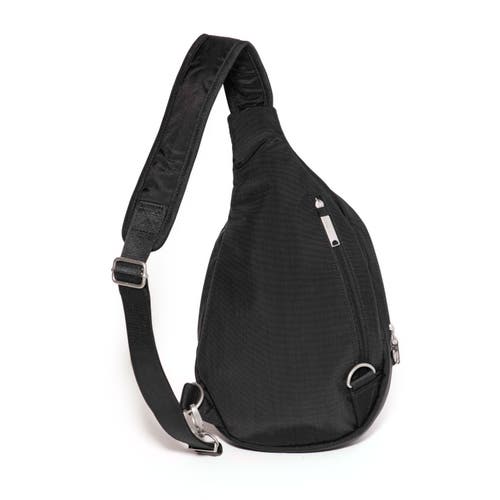 Baggallini Securtex Anti-theft Multi Zip Sling In Black
