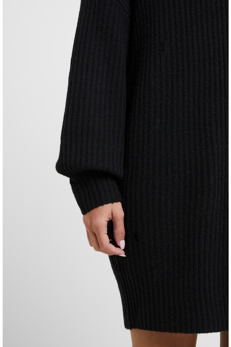 Babysoft Rib Button Front Long Sleeve Sweater Dress, Alternate, color, 01-BLACK