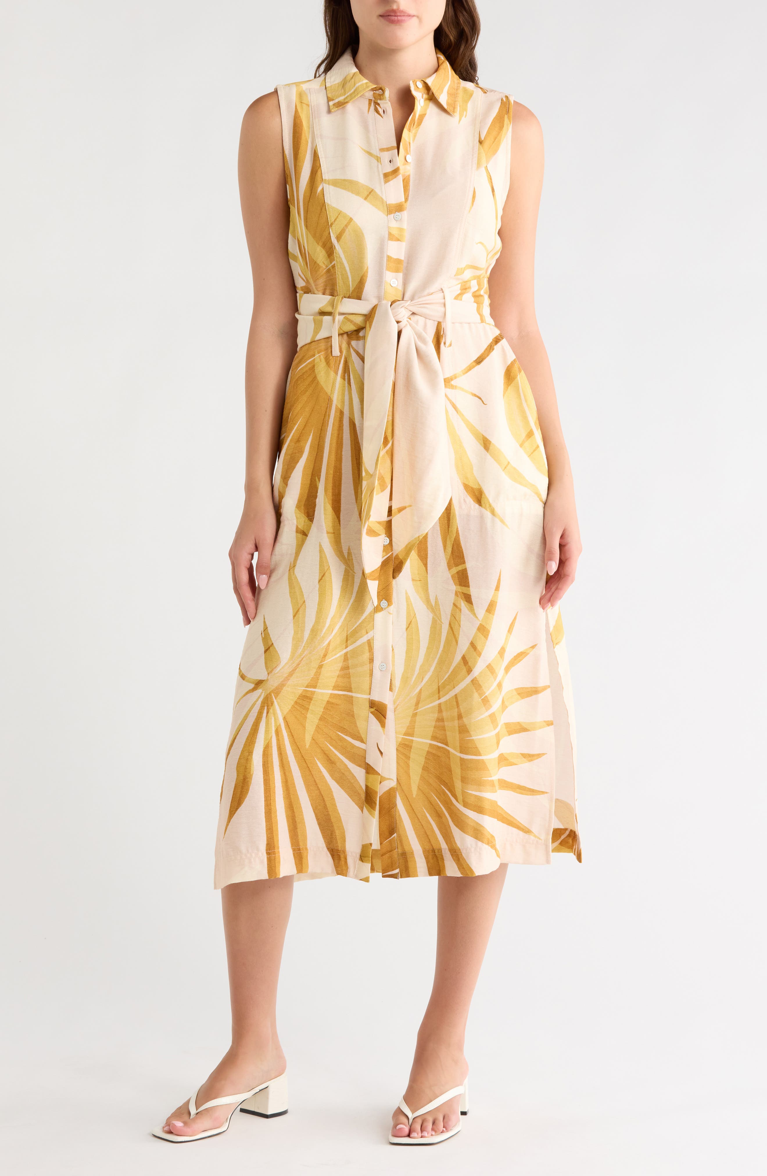Joie Sleeveless Tie Waist Shirtdress
