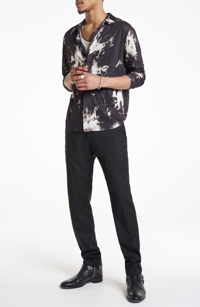 John Varvatos Madera Splash Dye Slub Linen Button-Up Shirt, Alternate, color, 