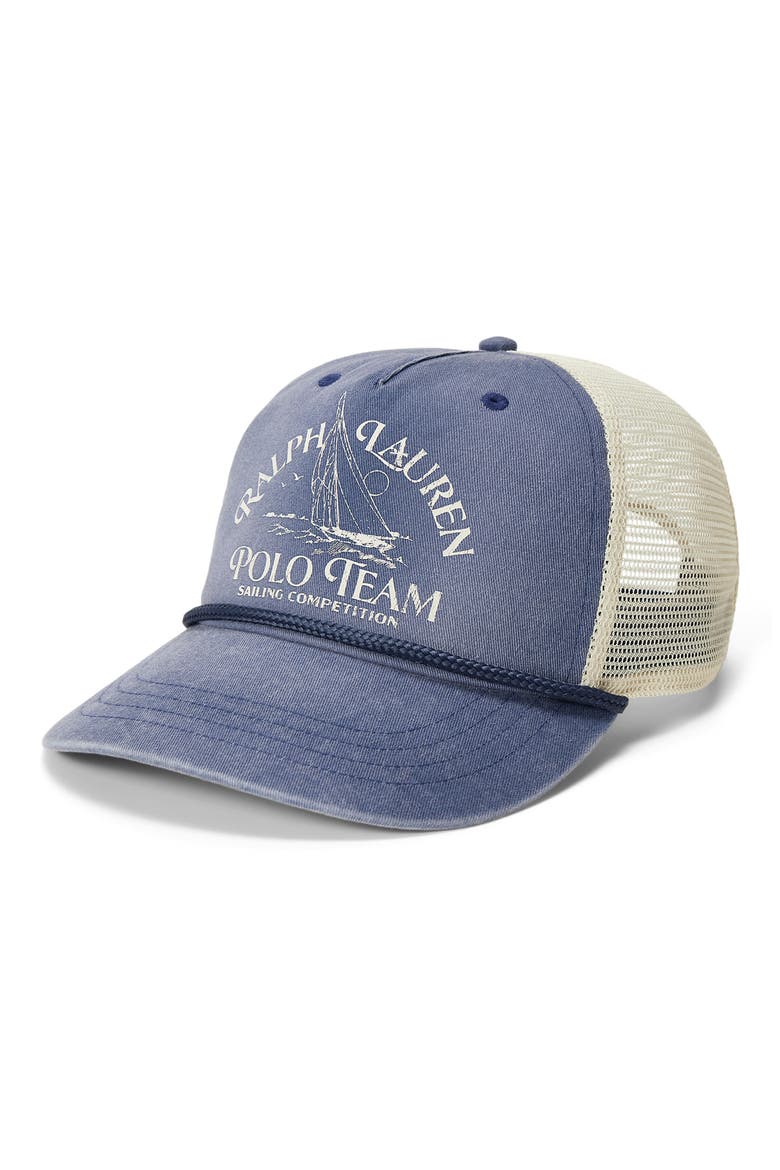 Polo Team Snapback Trucker Hat, Main, color, LIGHT NAVY