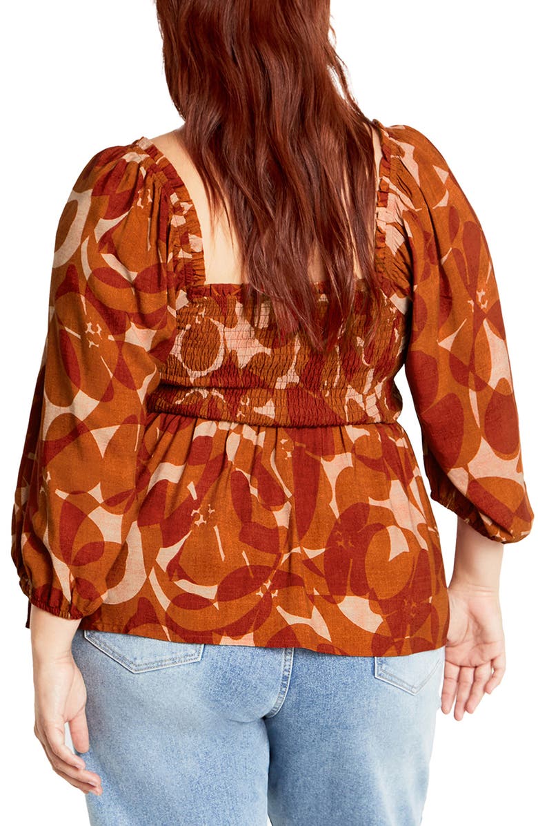 City Chic Poppy Balloon Sleeve Peplum Top, Alternate, color, 