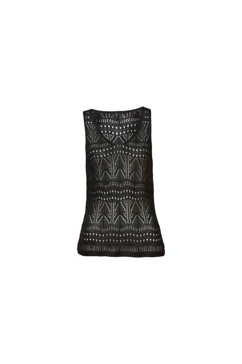 Women's Crochet Tank Top, Alternate, color, Black