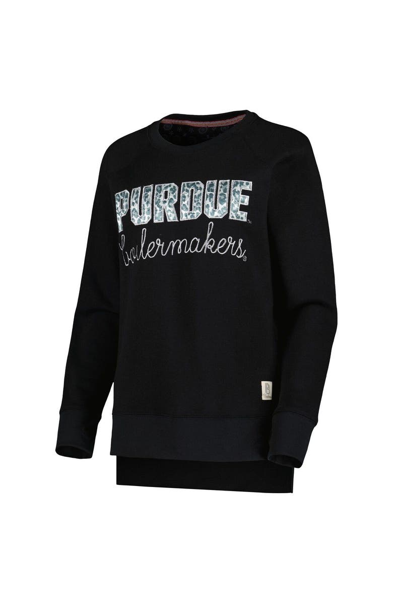 PRESSBOX Women's Pressbox Black Purdue Boilermakers Steamboat Animal Print Raglan Pullover Sweatshirt, Alternate, color, 