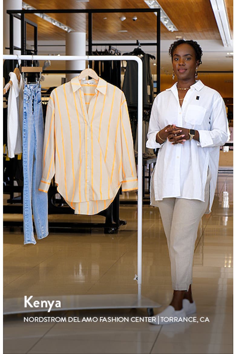 Oversize Taped Stripe Long Sleeve Button-Up Shirt video