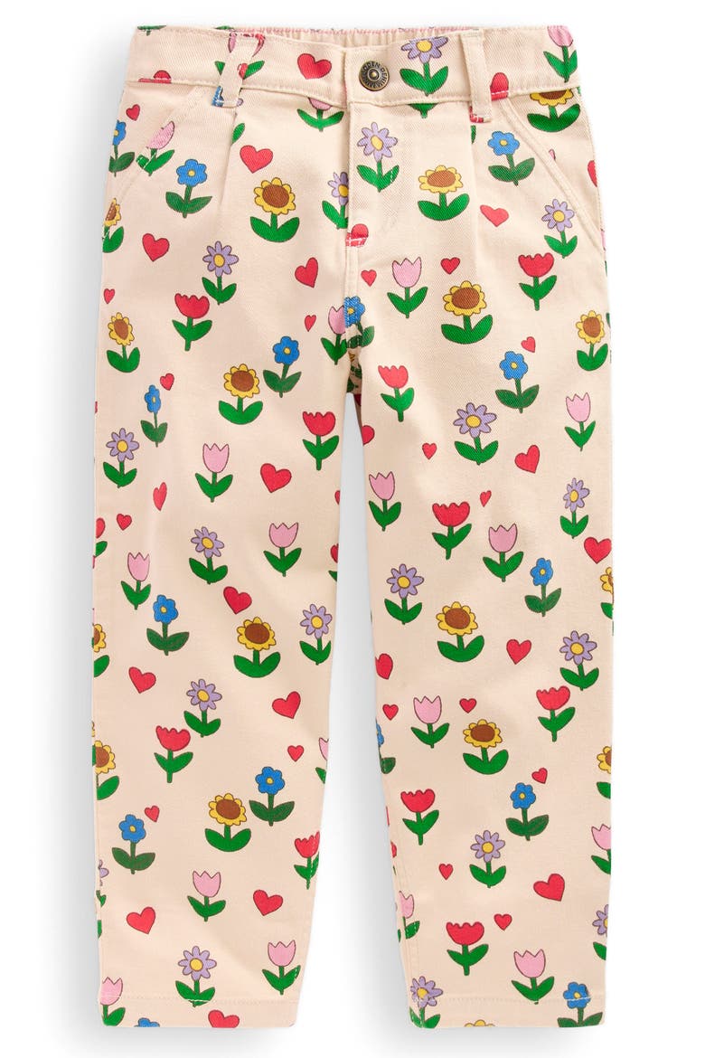 Kids' Floral Pleat Front Jeans, Main, color, IVORY SUNFLOWER GARDEN