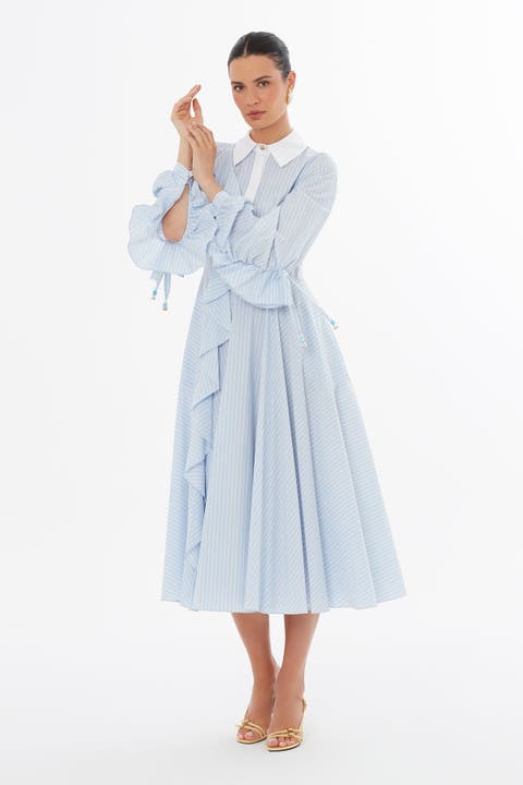 Ruffle Detail Midi Dress
