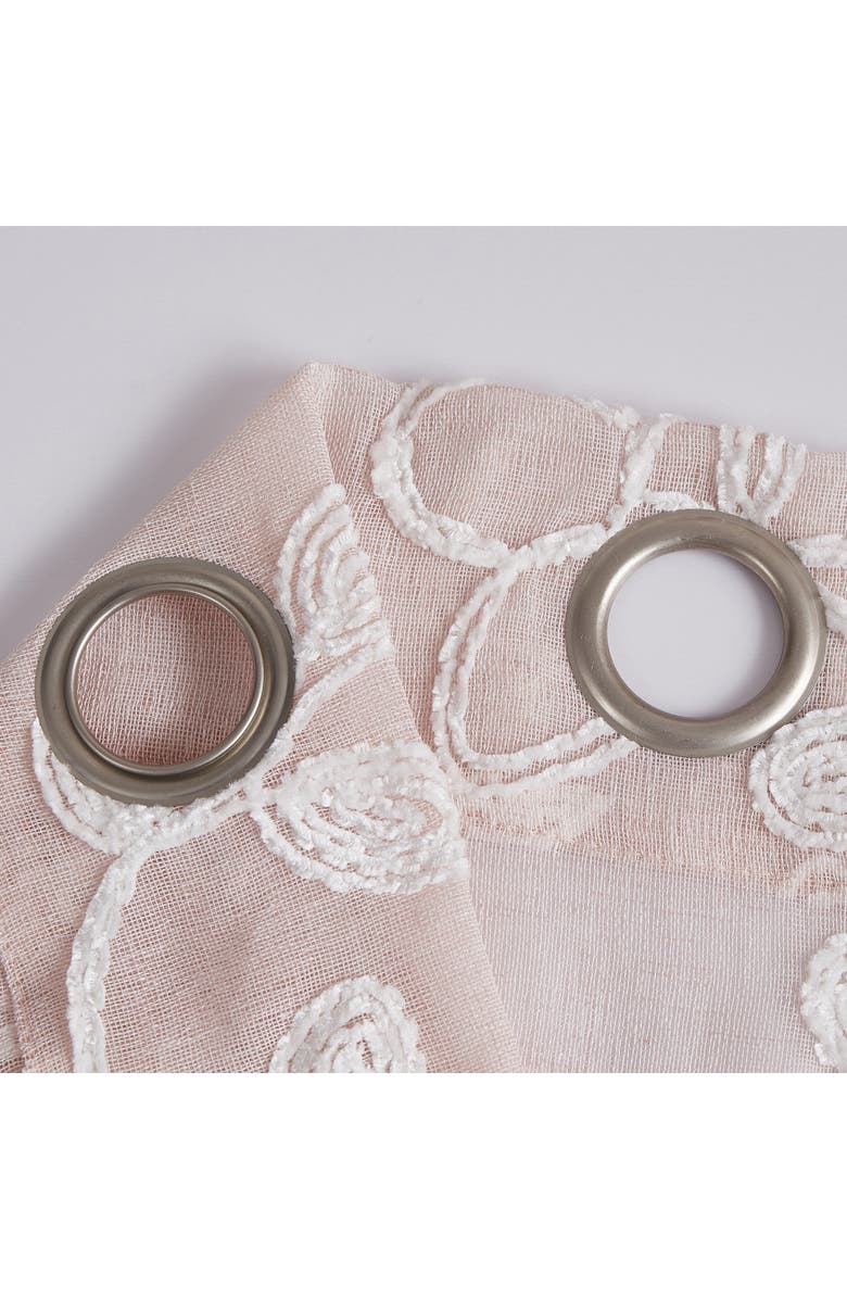 DAINTY HOME Set of 2 Embroidered Sheer Curtain Panels, Alternate, color, Blush