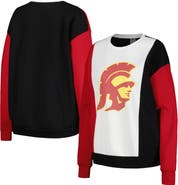 GAMEDAY COUTURE Women's Gameday Couture White/Black USC Trojans Vertical Color-Block Pullover Sweatshirt