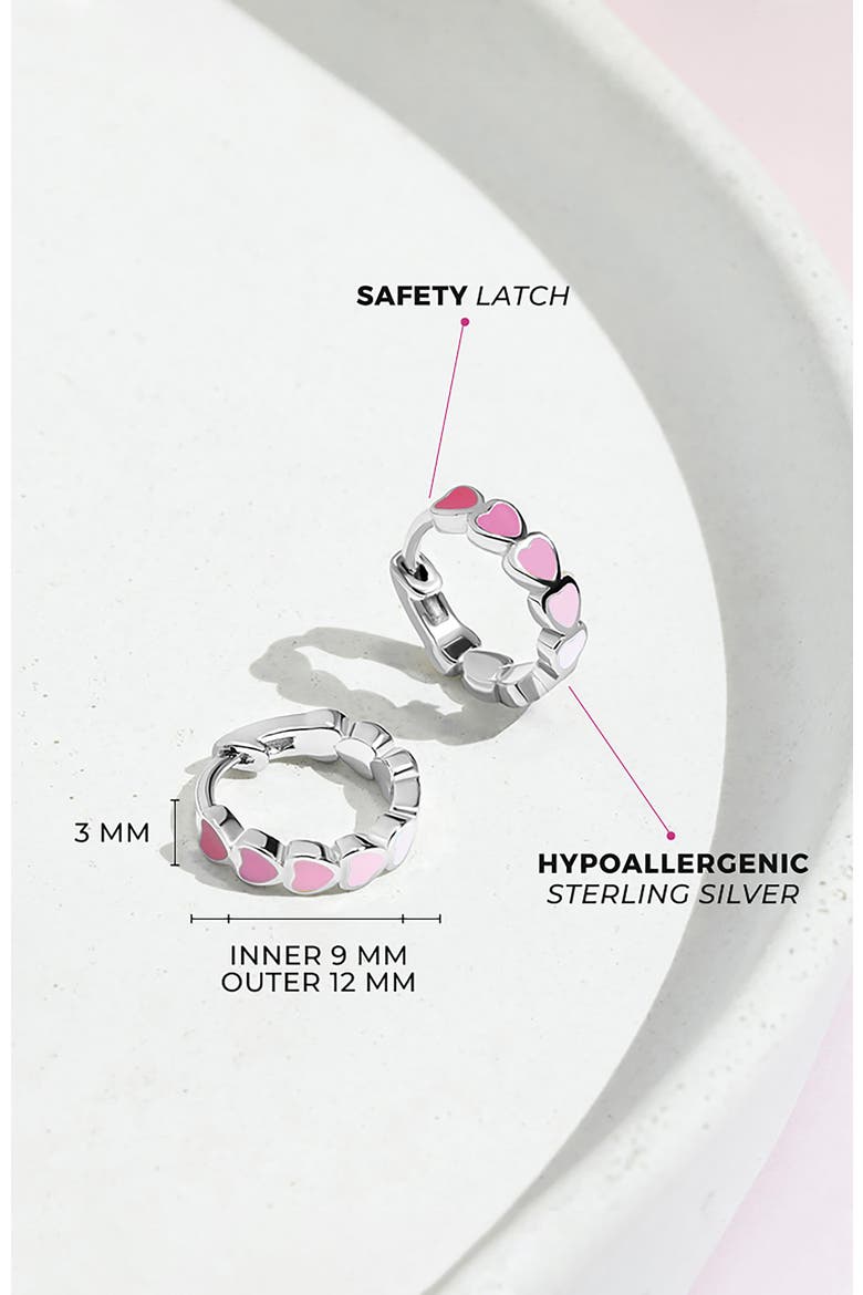 Heart Cascade Huggie Hoops, Alternate, color, Pink