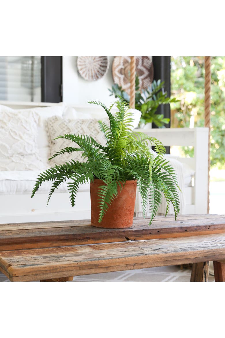 22-in Artificial Fern Plant in Decorative Planter, Alternate, color, Green