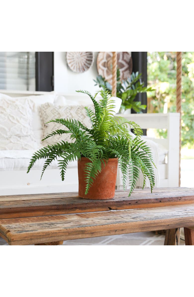 NEARLY NATURAL 22-in Artificial Fern Plant in Decorative Planter, Alternate, color, Green