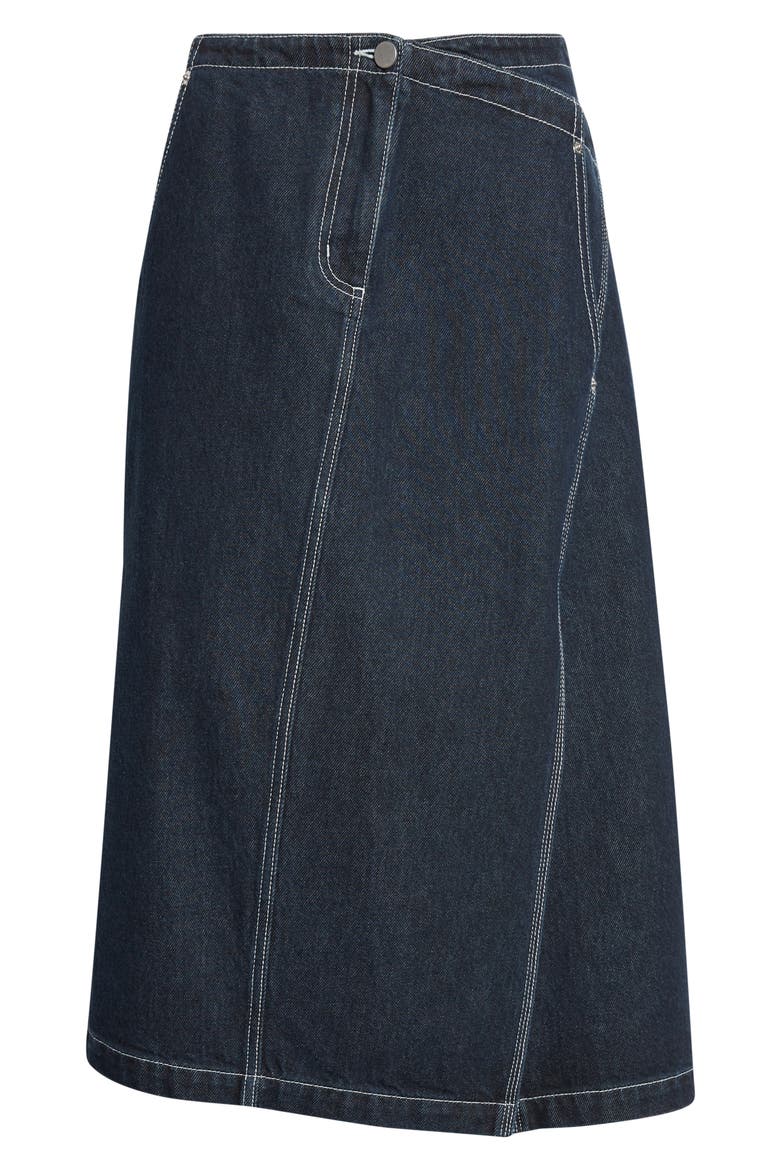 Asymmetric Denim Skirt, Alternate, color, DARK INDIGO