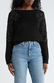 Democracy Embroidered Pullover Sweater