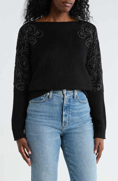 Democracy Embroidered Pullover Sweater