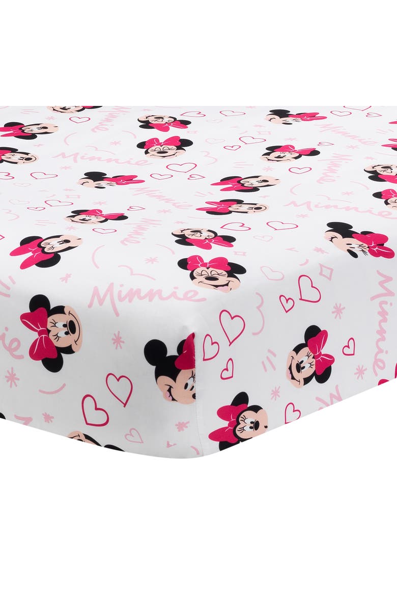 Lambs & Ivy Disney Baby Minnie Mouse Love 3-Piece Nursery Crib Bedding Set, Alternate, color, Pink