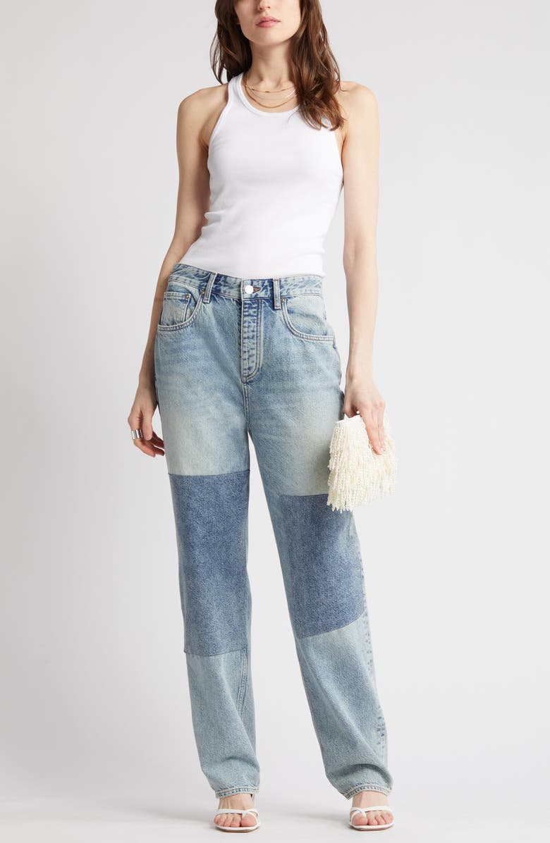 AG Clove Patched High Waist Relaxed Straight Leg Jeans, Main, color, Nomad
