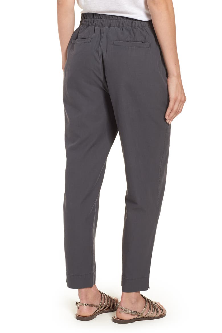 Drawstring Waist Ankle Pants, Alternate, color, GREY EBONY