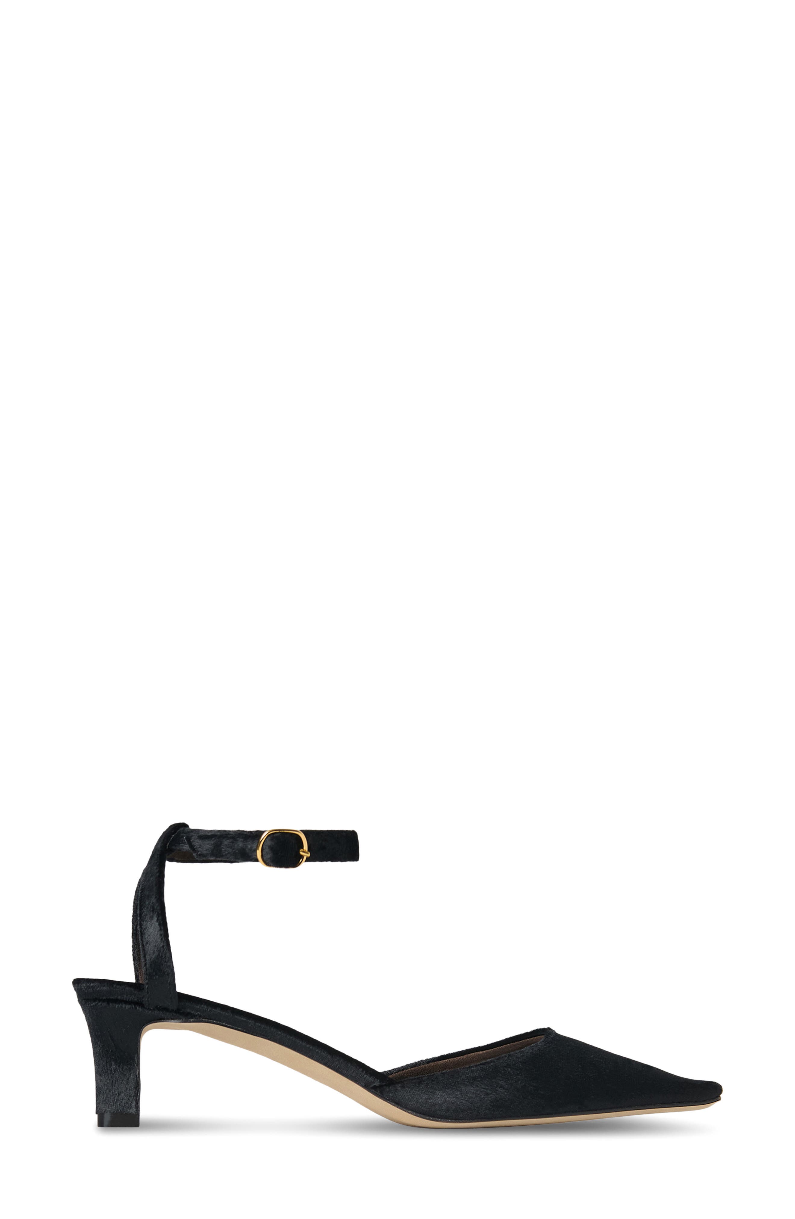 The Row Carla Square Toe Velvet Ankle Strap Sandal, Alternate, color, Black