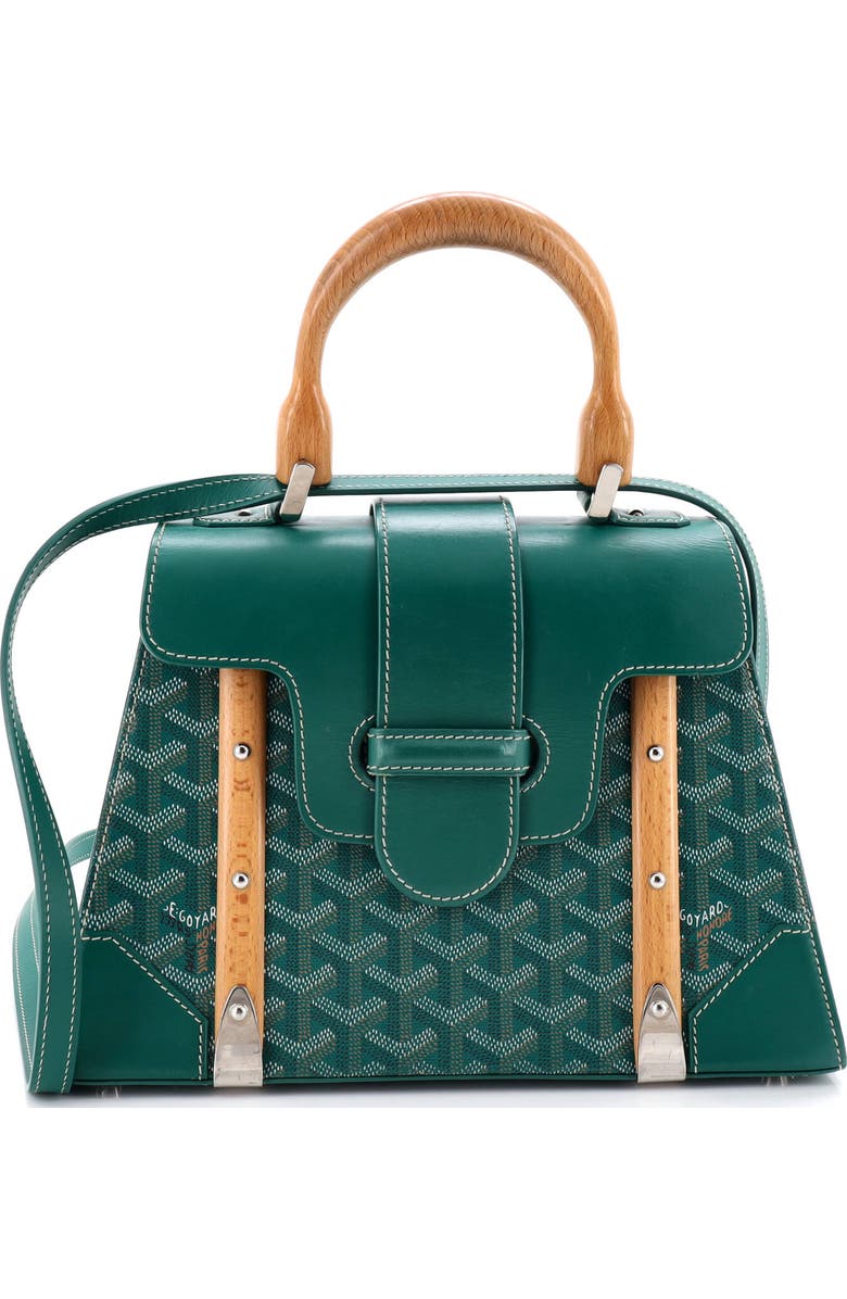 Pre-Owned Goyard Saigon Top Handle Bag Coated Canvas with Leather PM, Main, color, Green