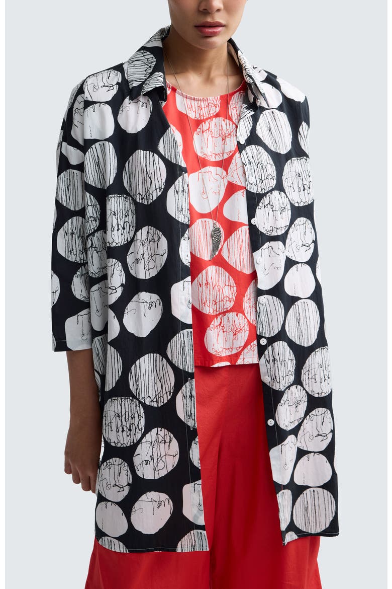 Niva Printed Poplin Shirt-Tunic, Main, color, Black Print