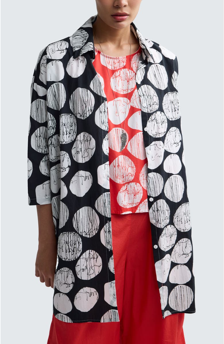 LUUKAA Niva Printed Poplin Shirt-Tunic, Main, color, Black Print