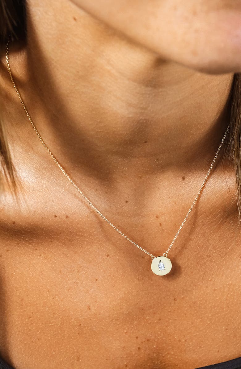 Sterling Forever Cassie Cubic Zirconia Circle Pendant Necklace, Alternate, color, Gold