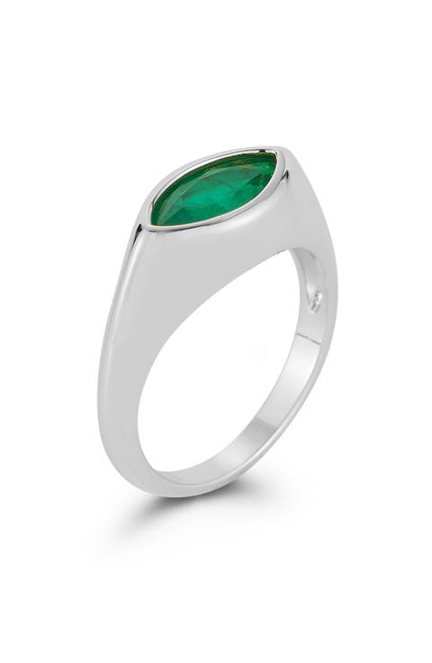 Marquise Cubic Zirconia Signet Ring