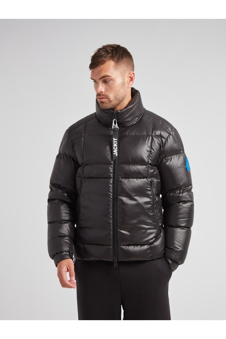 EZ Boxed Funnel Neck Puffer Jacket, Main, color, BLACK