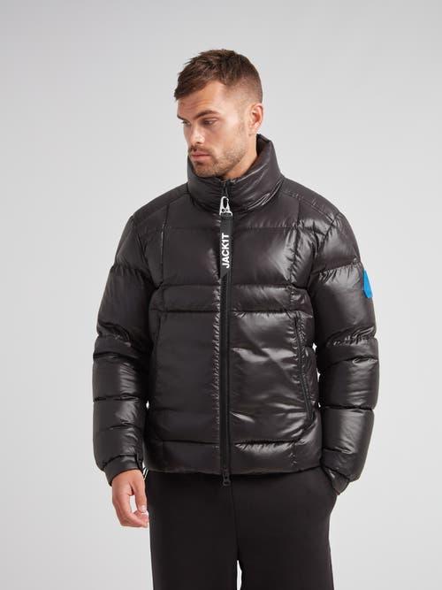 Jack1t Ez Boxed Funnel Neck Puffer Jacket In Black