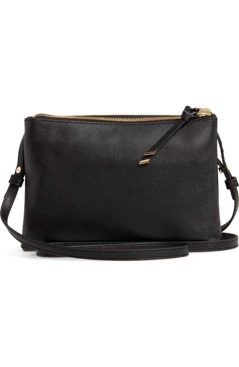 Ted Baker London Daniibar Double Zip Leather Crossbody Bag, Alternate, color,