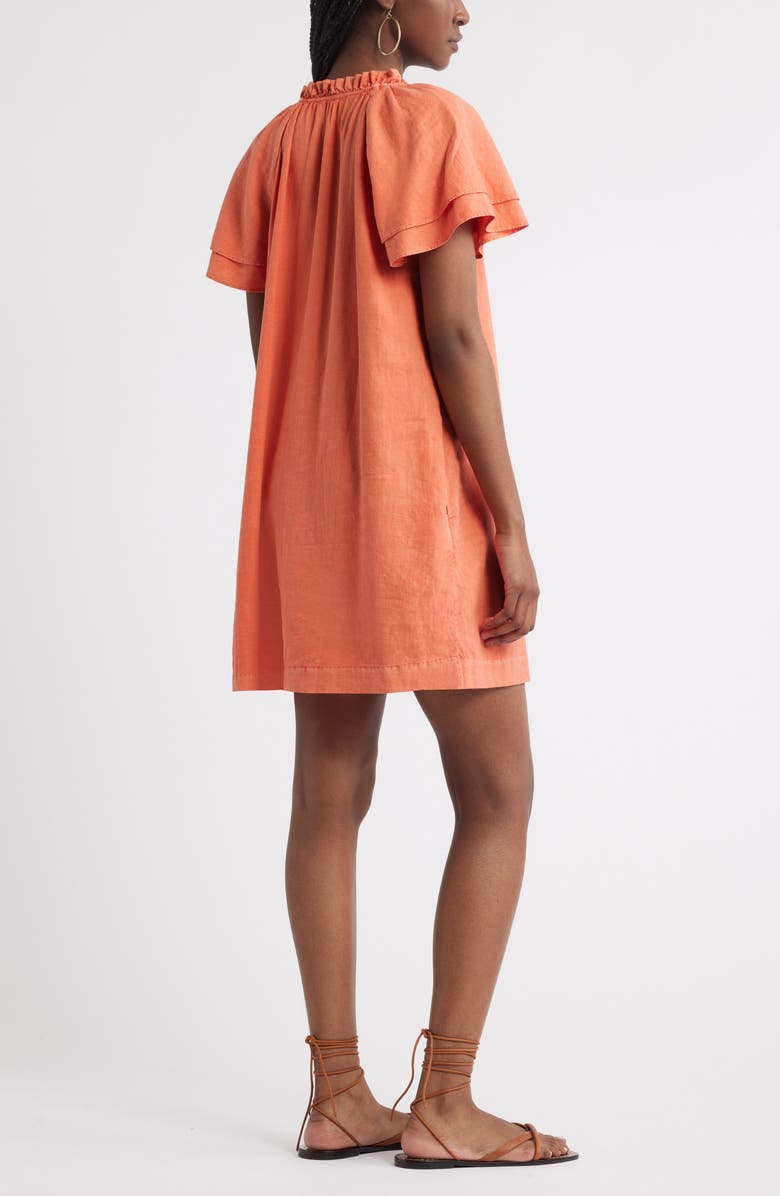 Treasure & Bond Flutter Sleeve Linen Blend Shift Minidress, Alternate, color, Coral Reef