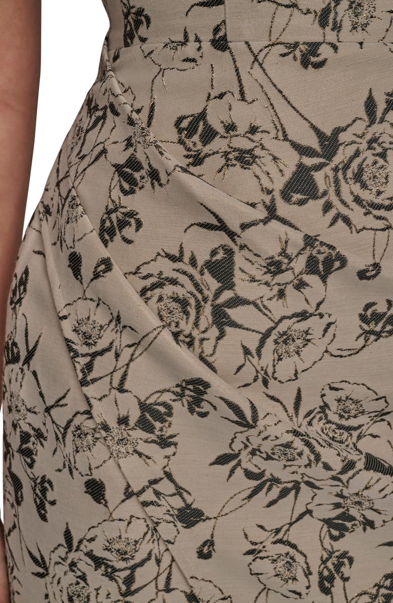 Donna Karan New York Ruched Metallic Sleeveless Sheath Dress, Alternate, color, Black/ Cream