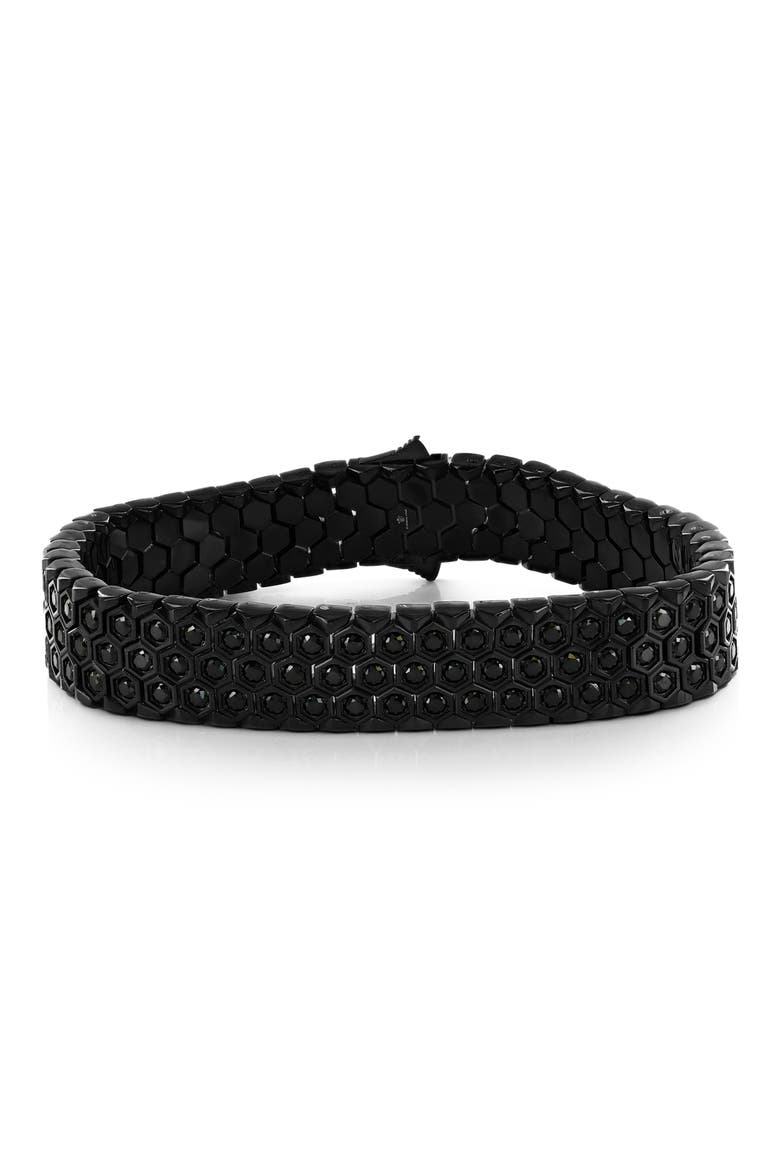 Men's Honeycomb Textured Cubic Zirconia Bracelet, Main, color, BLACK