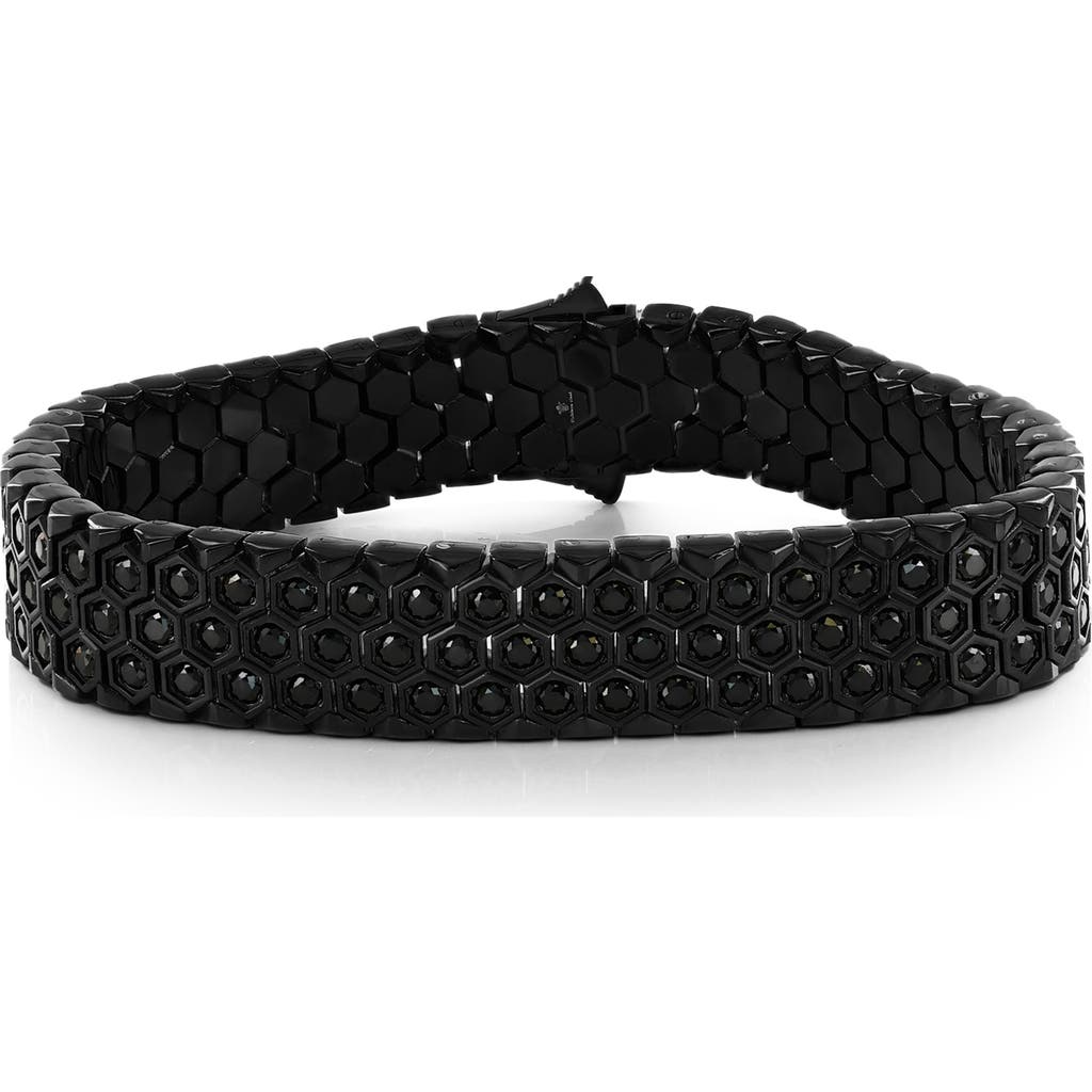 Blackjack Honeycomb Textured Cubic Zirconia Bracelet In Black