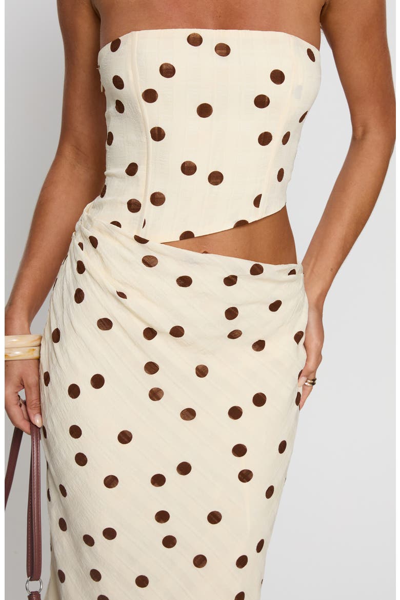 Jasira Strapless Polka Dot Maxi Dress, Alternate, color, CREAM POLKA DOT