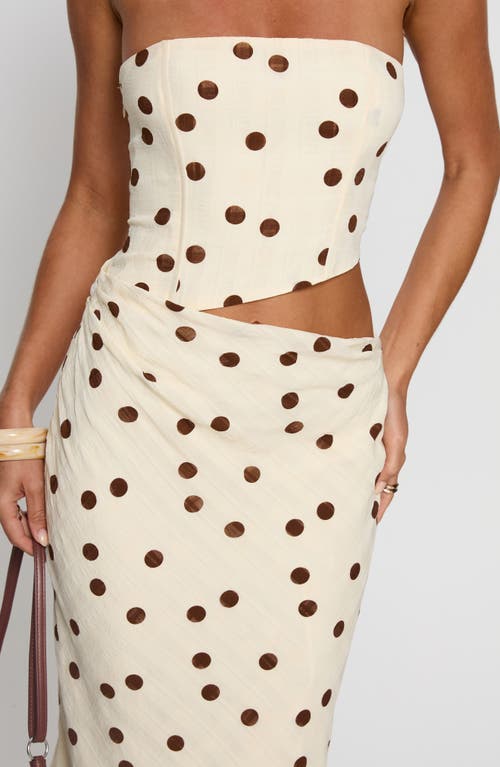 Princess Polly Jasira Strapless Polka Dot Maxi Dress In White