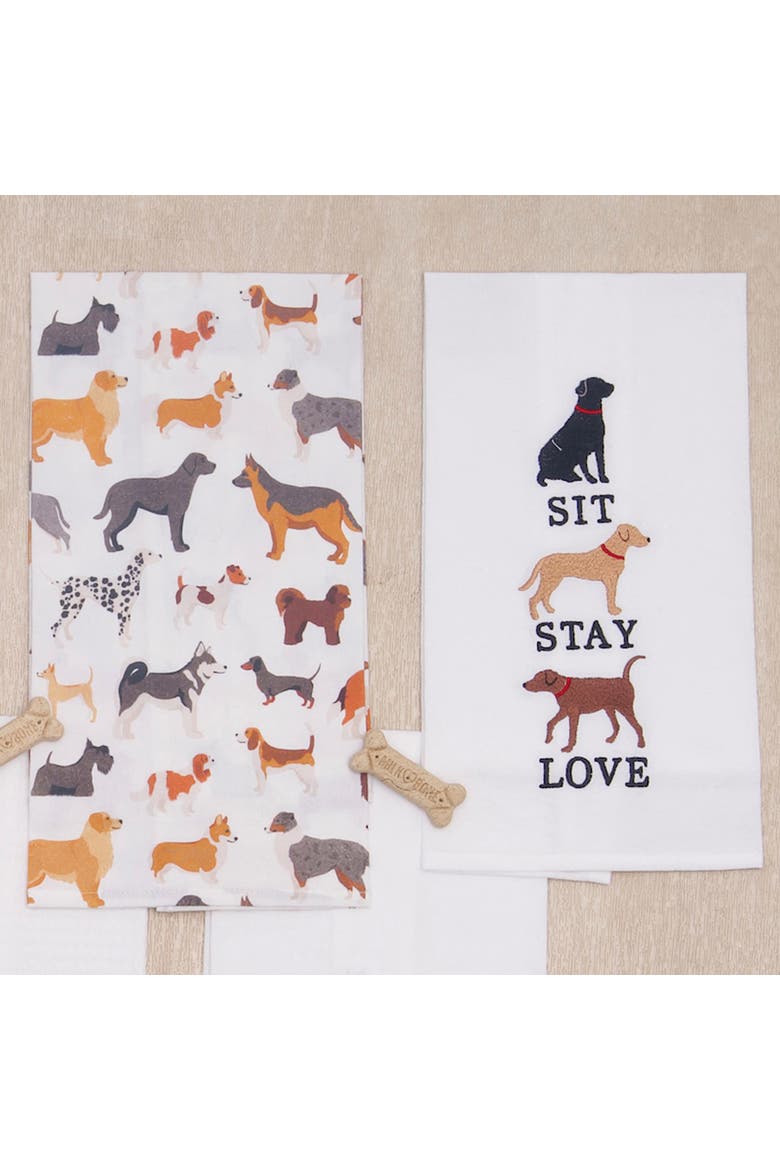 Sit Stay Love Dog Kitchen and Bathroom Embroidered Hand Towel, Alternate, color, Brown