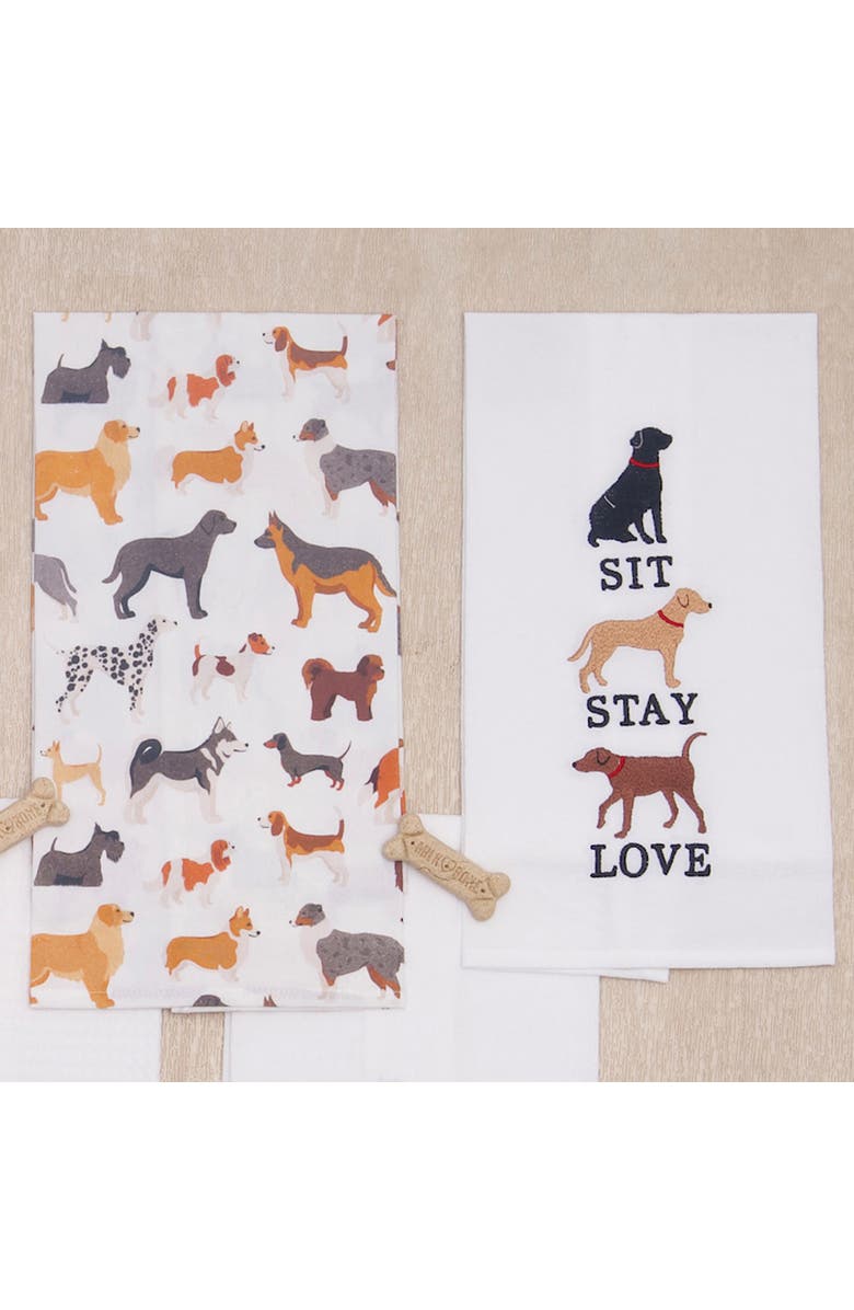 C&F Home Sit Stay Love Dog Kitchen and Bathroom Embroidered Hand Towel, Alternate, color, Brown