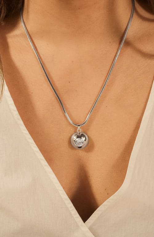 Sterling Forever Zora Cubic Zirconia Dome Pendant Necklace In Silver